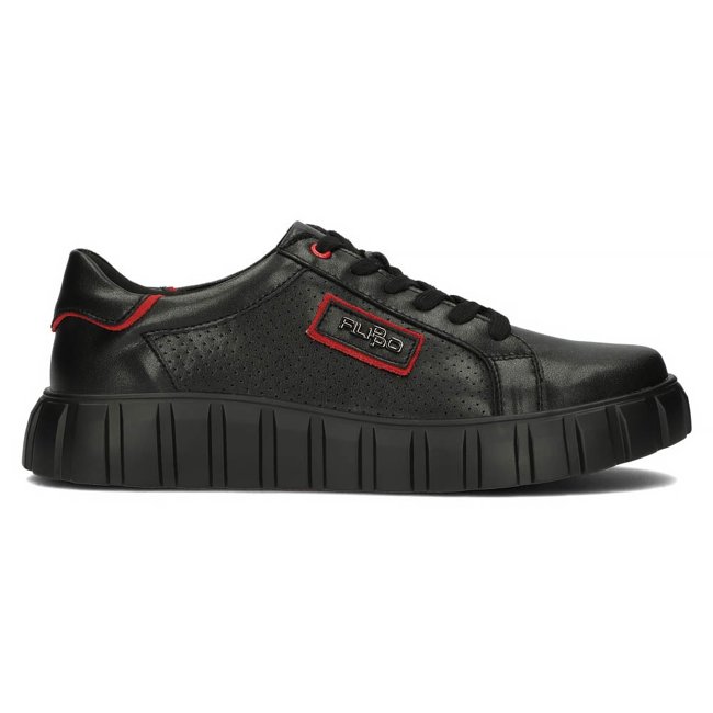 Leather Sneakers Filippo MP948/23 BK RD black