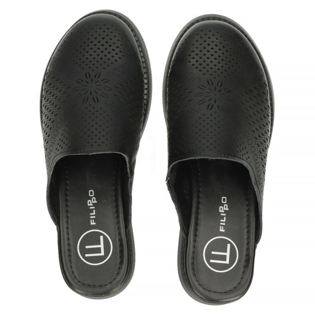 Leather flip-flops Filippo DK4403/23 BK black