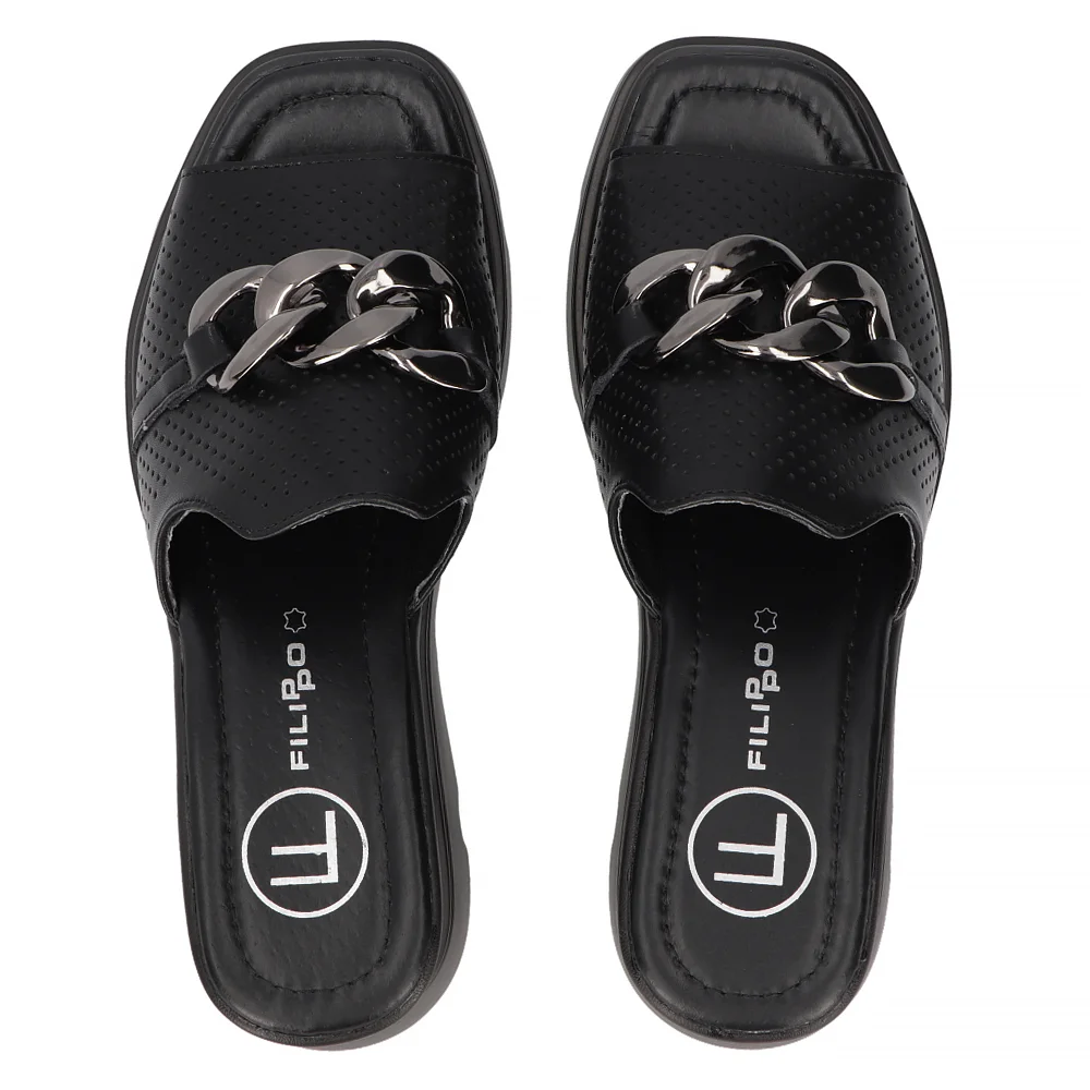 Leather flip-flops Filippo DK6144/24 BK black