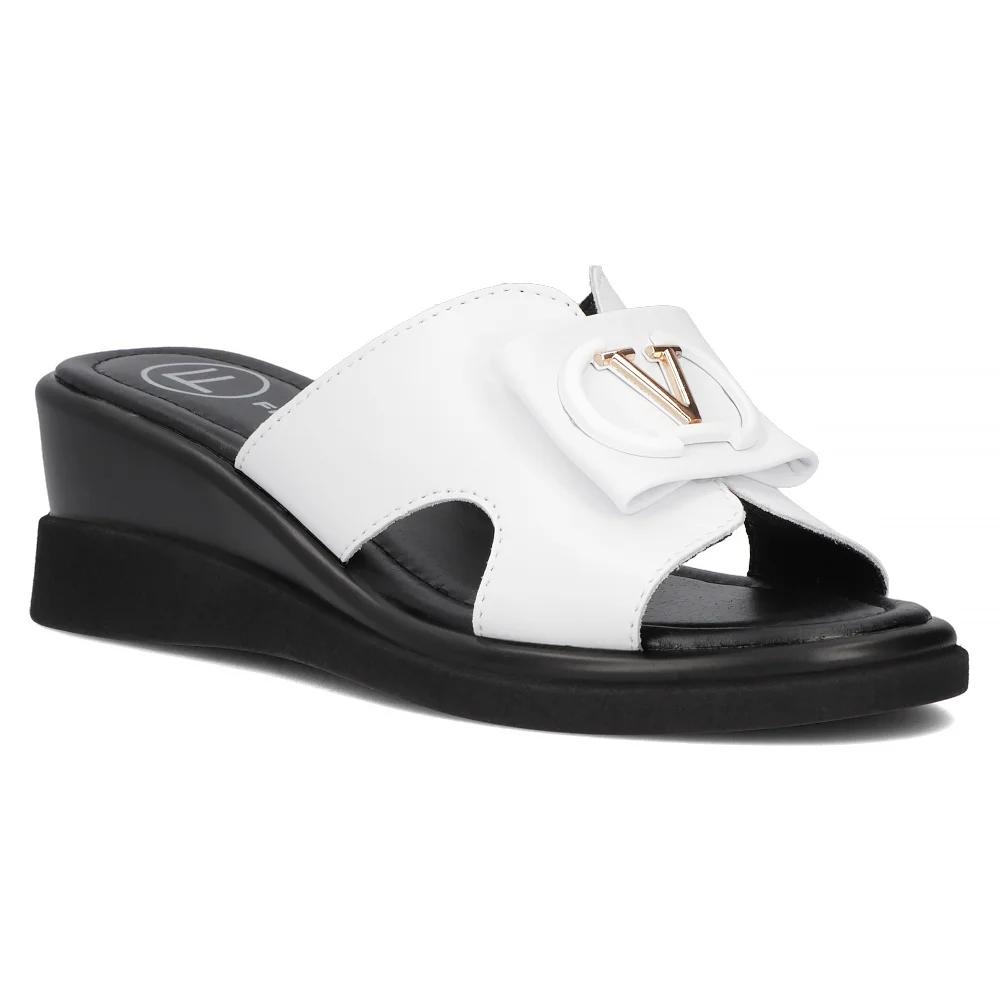 Leather slippers Filippo DK6155/24 WH white