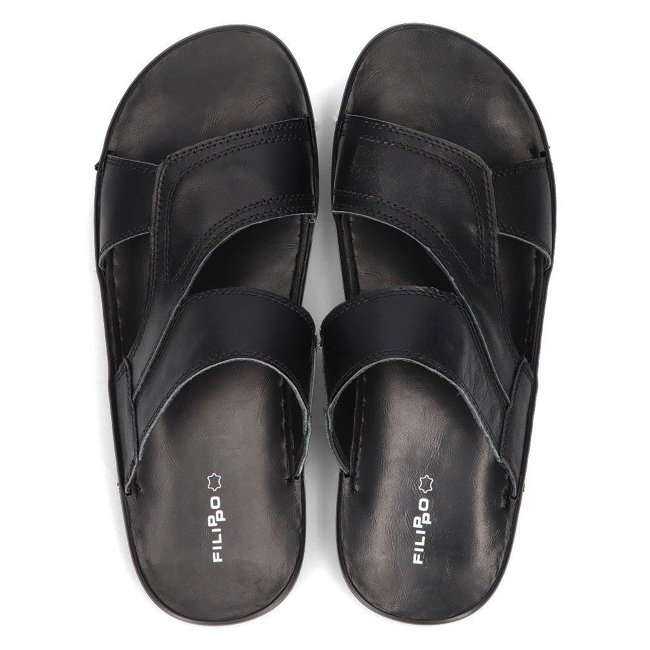 Leather slippers for men Filippo MK2304/21 BK black