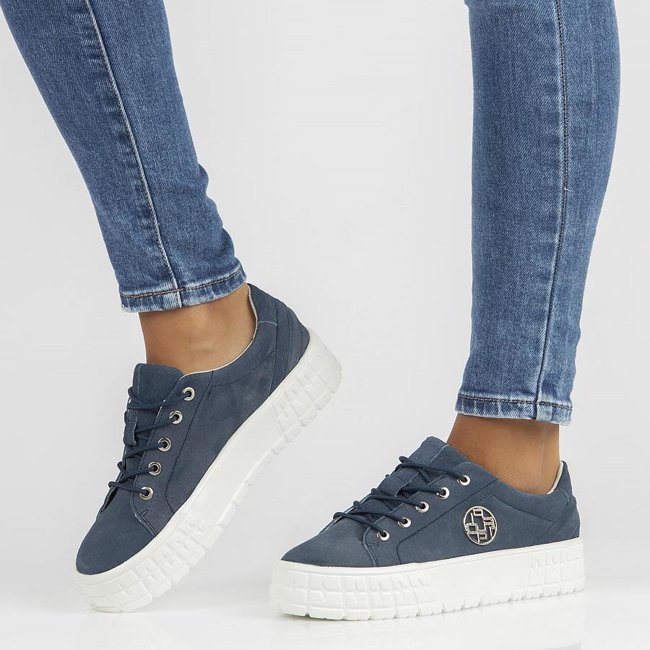 Leather sneakers FILIPPO DP3528/22 NV navy