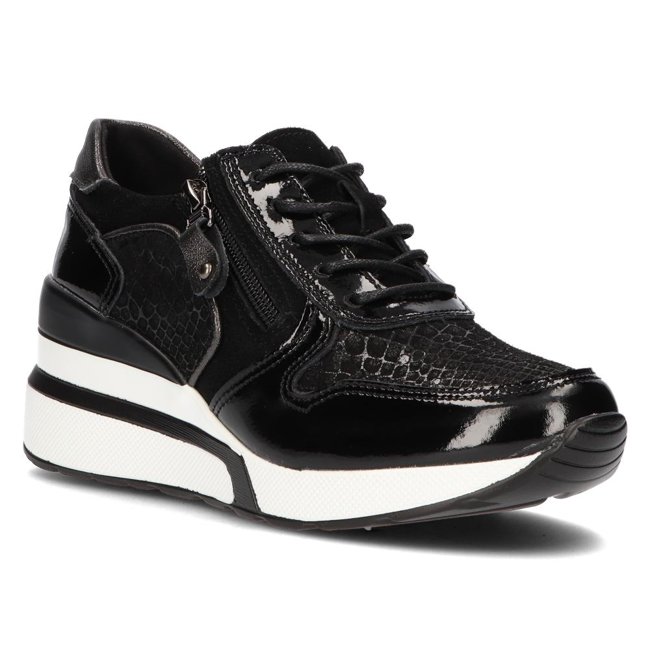 Leather sneakers Filippo DP3166/21 BK black