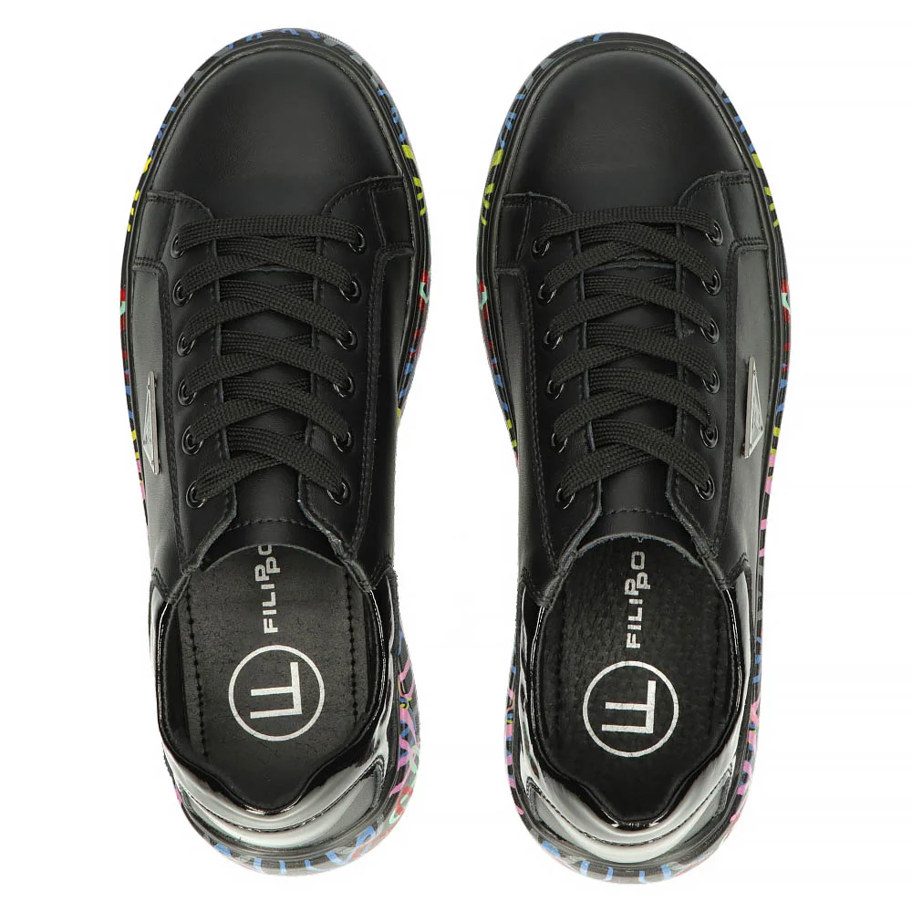 Leather sneakers Filippo DP4480/24 BK MLT black