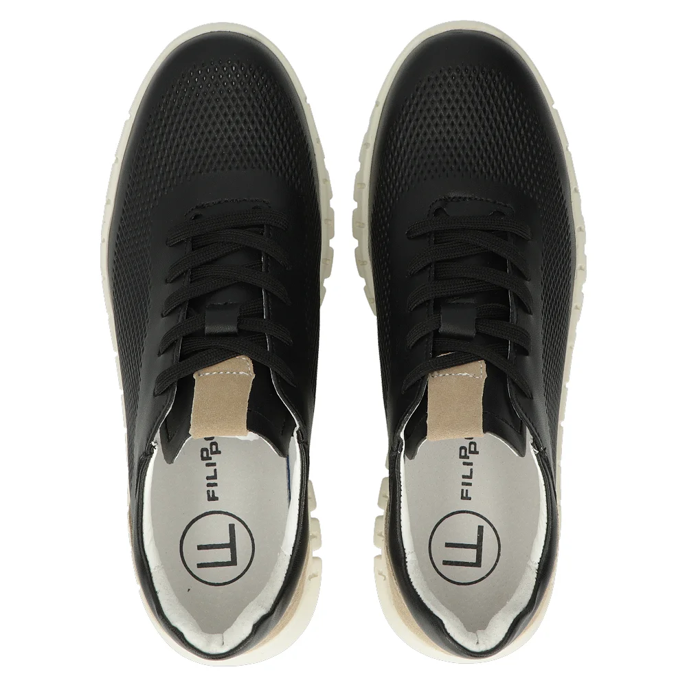 Leather sneakers Filippo DP6035/24 BK black