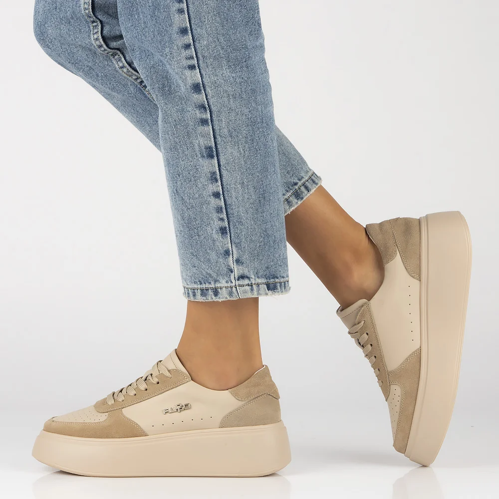 Leather sneakers Filippo DP6047/24 BE beige