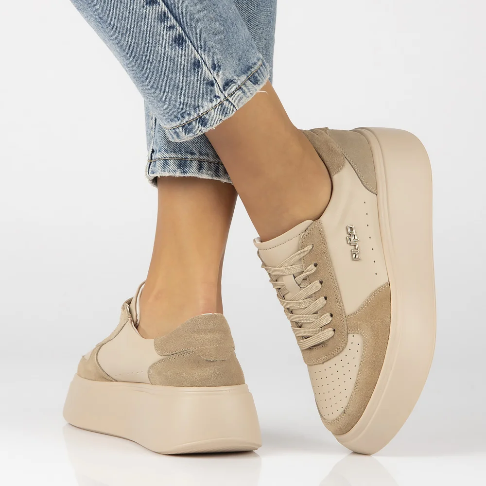 Leather sneakers Filippo DP6047/24 BE beige