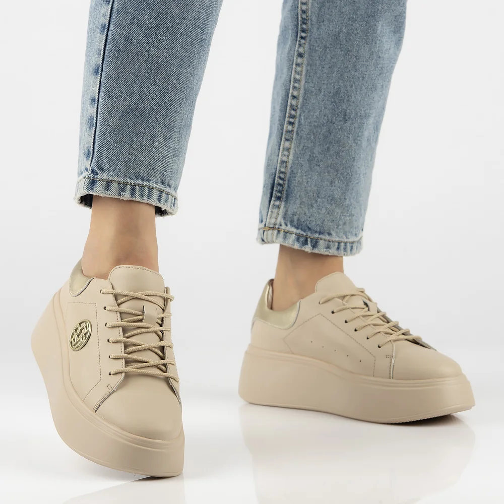 Leather sneakers Filippo DP6058/24 BE beige