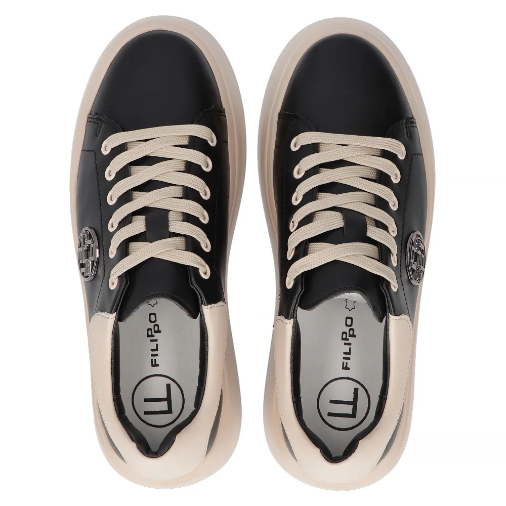 Leather sneakers Filippo DP6058/24 BK BE black-beige