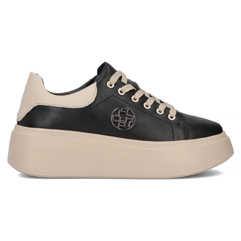 Leather sneakers Filippo DP6058/24 BK BE black-beige