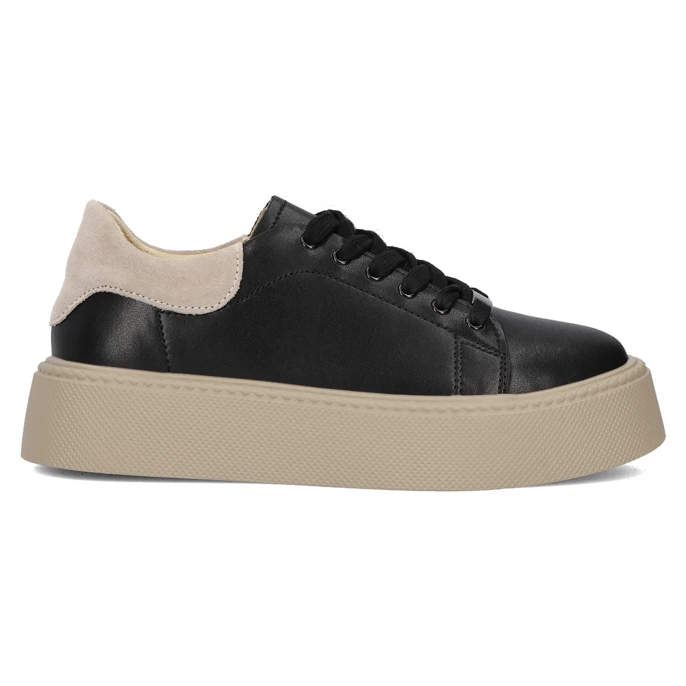 Leather sneakers Filippo DP6119/24 BK BE black beige