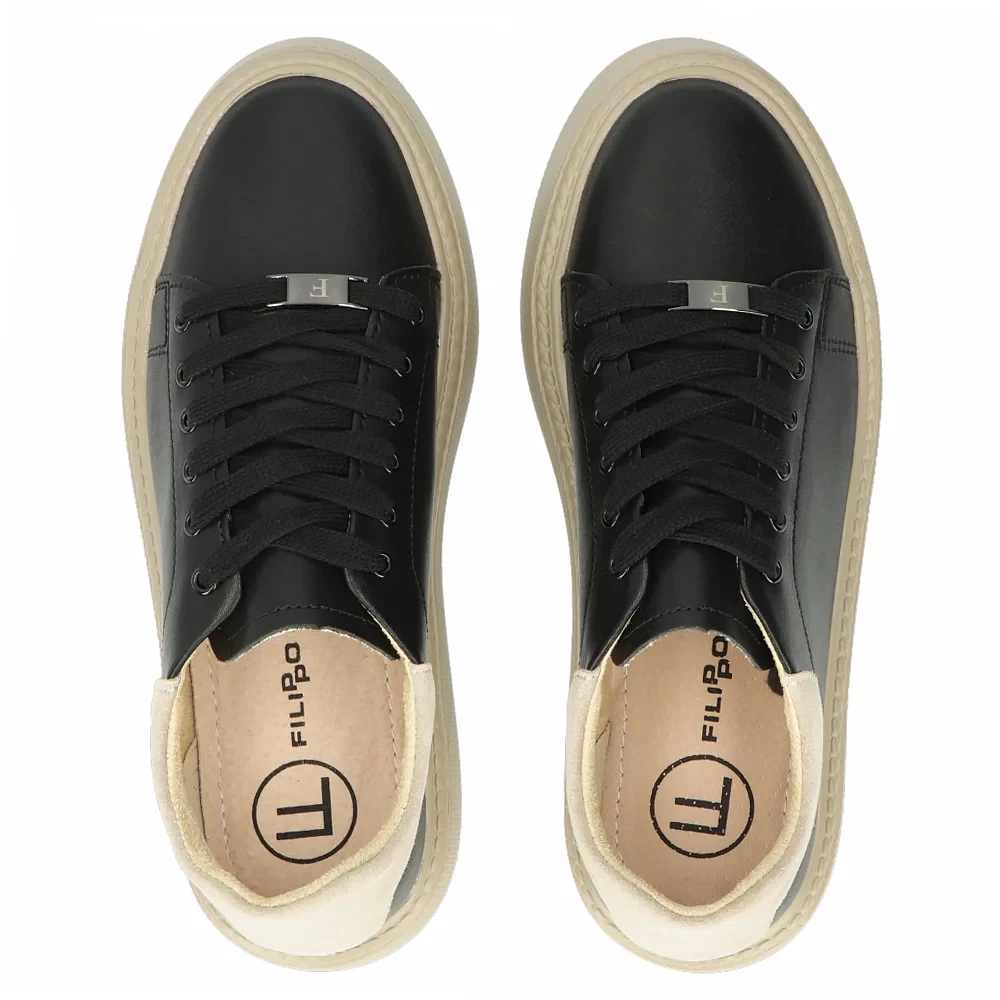 Leather sneakers Filippo DP6119/24 BK BE black beige