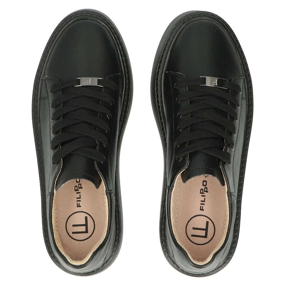 Leather sneakers Filippo DP6119/24 BK black