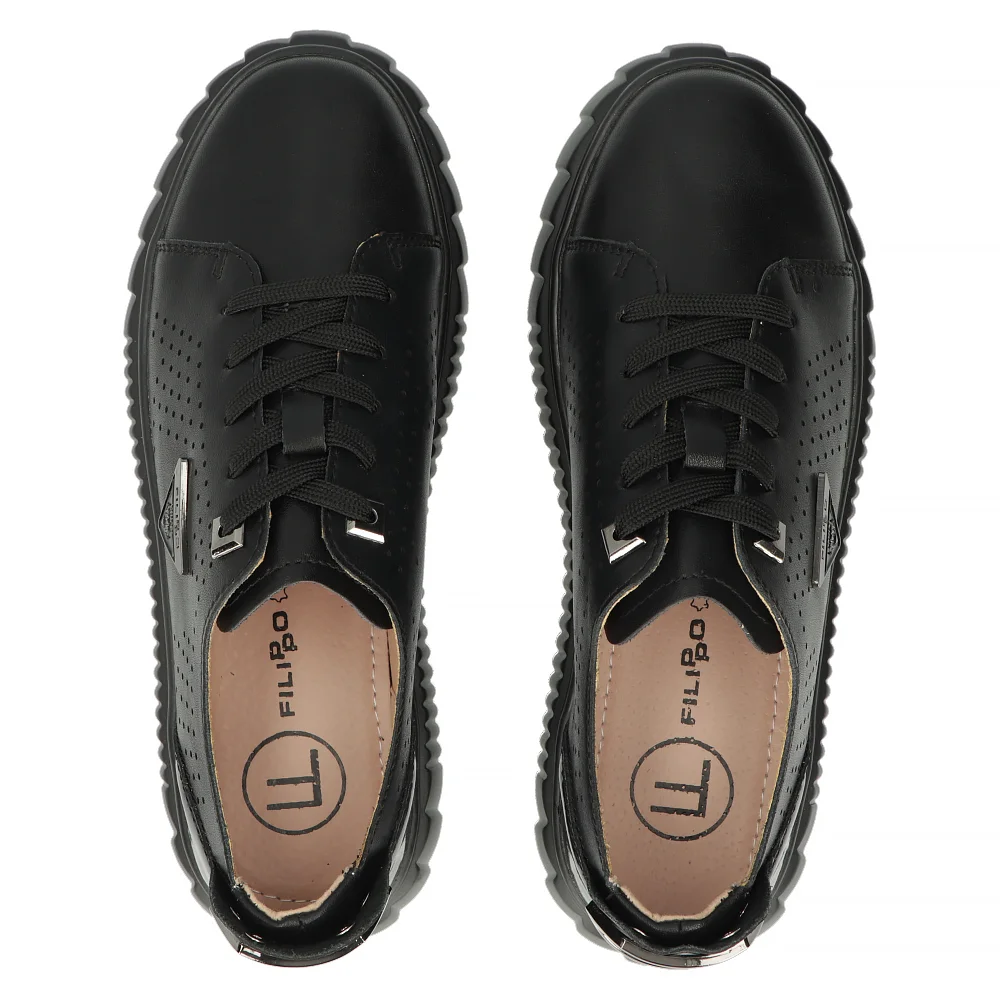 Leather sneakers Filippo DP6120/24 BK black