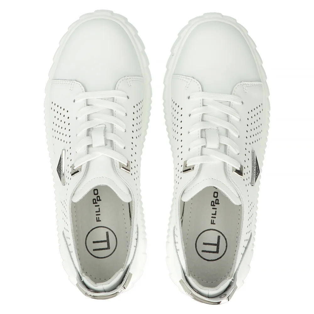 Leather sneakers Filippo DP6120/24 WH white