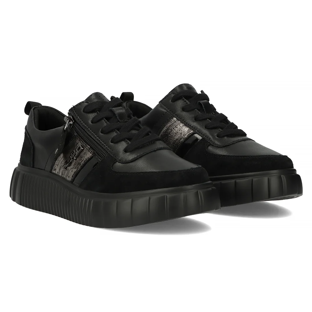 Leather sneakers Filippo DP6121/24 BK black