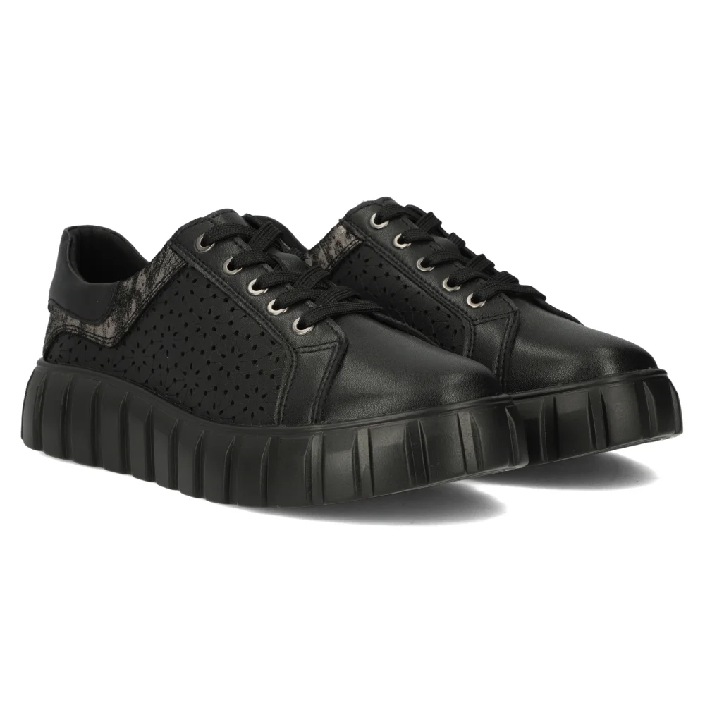 Leather sneakers Filippo DP6164/24 BK black