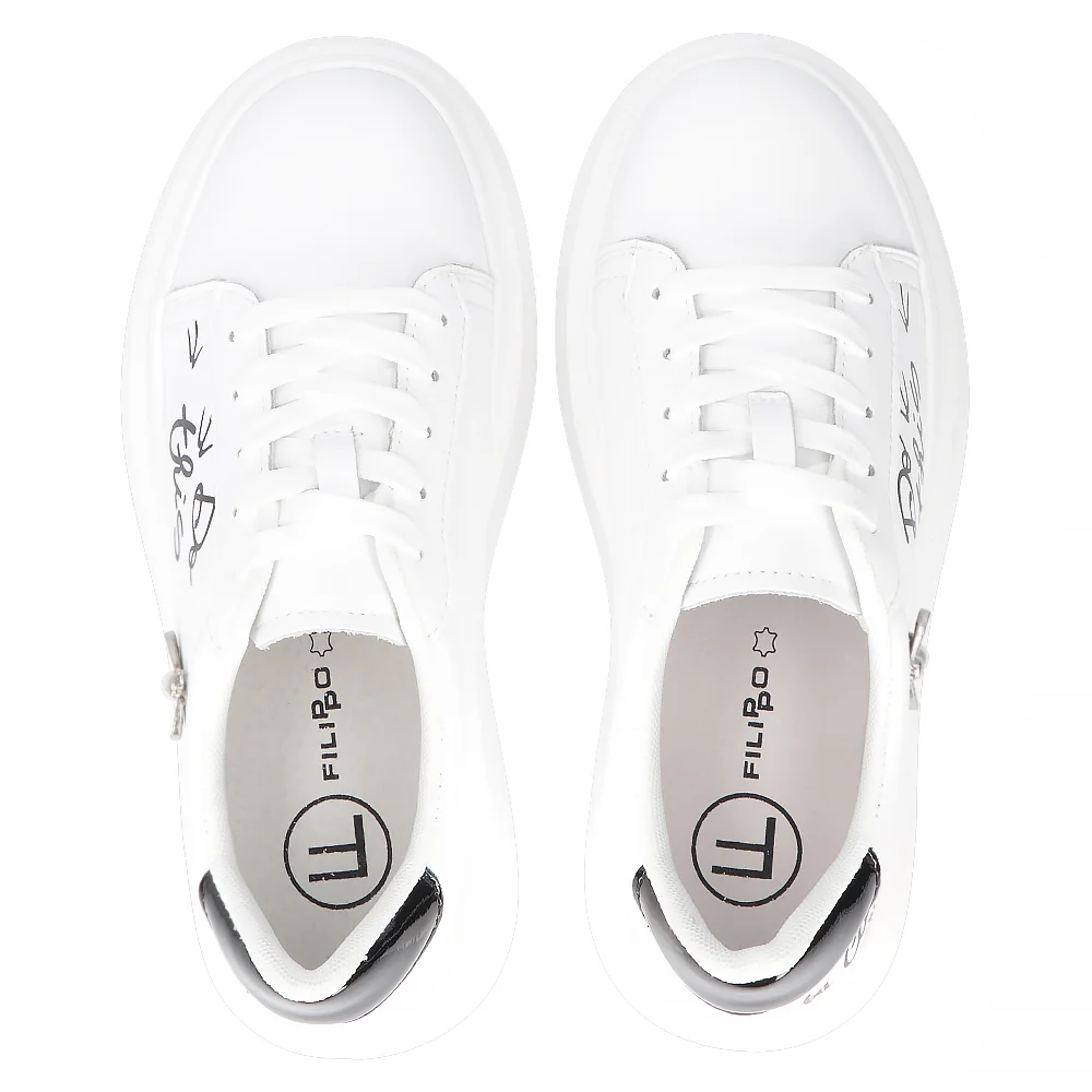 Leather sneakers Filippo DP6300/24 WH white