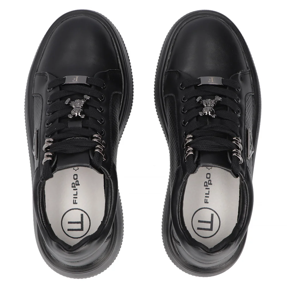 Leather sneakers Filippo DP6382/24 BK black