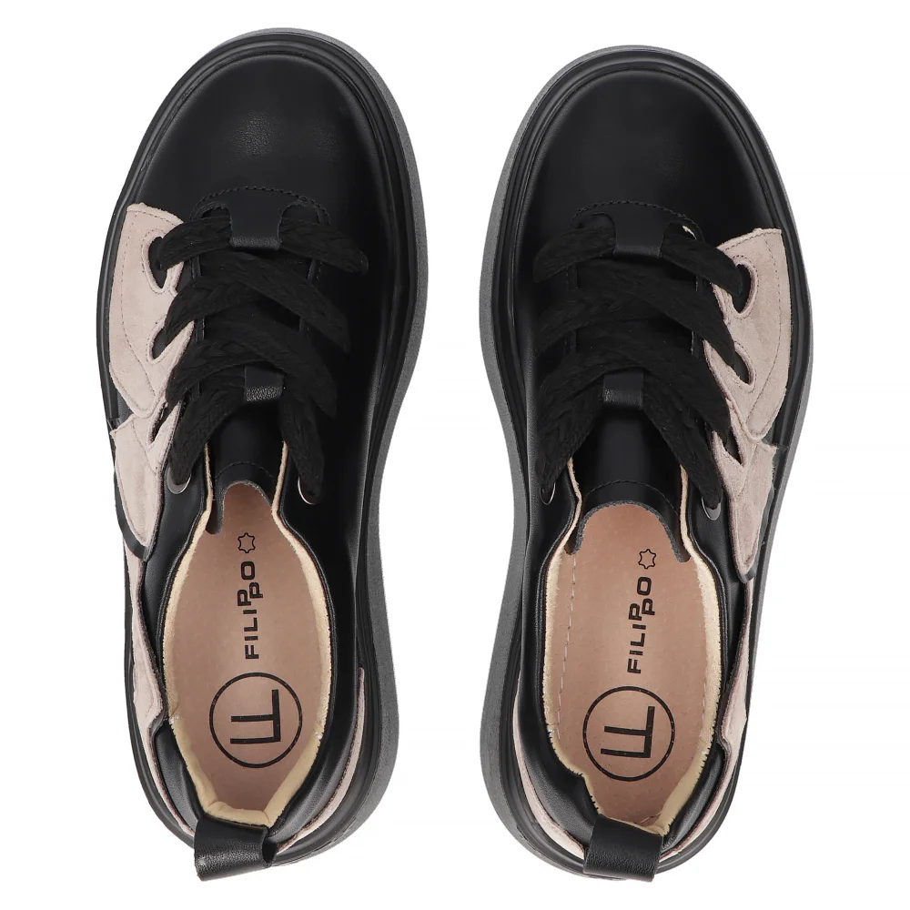 Leather sneakers Filippo DP6684/24 BK black