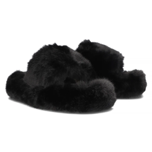 Fur slippers Filippo DK6680/24 BK black