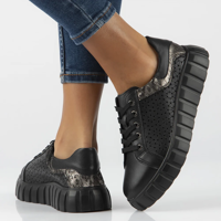 Leather sneakers Filippo DP6164/24 BK black