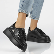 Leather sneakers Filippo DP6300/24 BK black