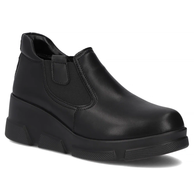 Skórzane botki na platformie Filippo DBT7164/25 BK czarne