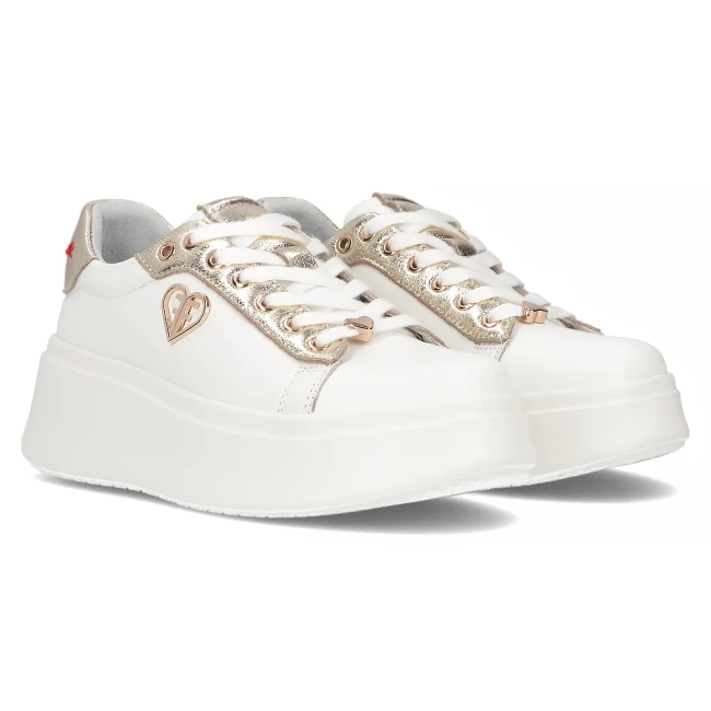 Leather sneakers Filippo DP6792/25 WH GO white gold