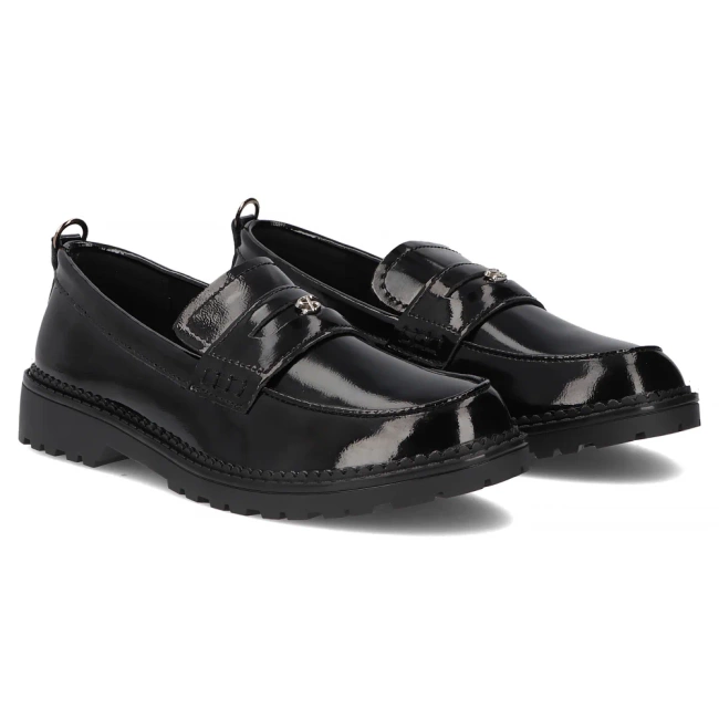 Skórzane półbuty Filippo DP7409/25 BK L czarne