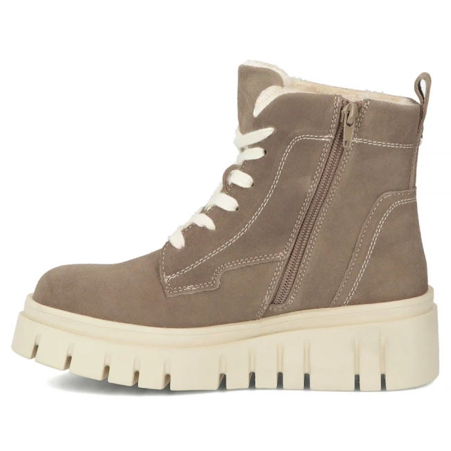 Skórzane botki na platformie Filippo DBT7267/25 TP taupe