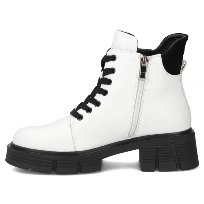 Skórzane botki na obcasie Filippo DBT7147/25 WH białe