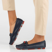 Skórzane mokasyny Filippo DP3613/23 NV RD granatowe