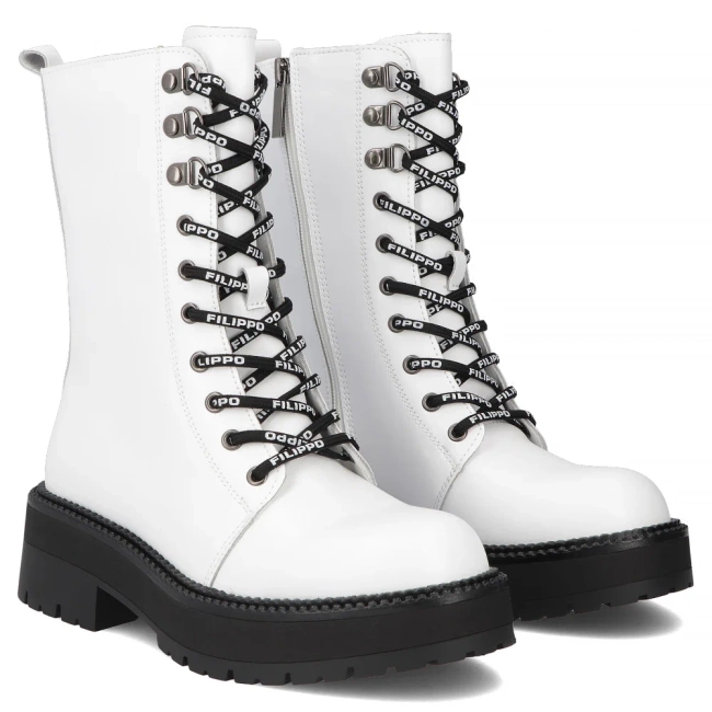 Leather ankle boots Filippo DBT7256/25 WH white