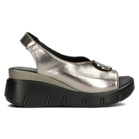 Skórzane sandały na koturnie Filippo DS4457/23 GN gunmetal