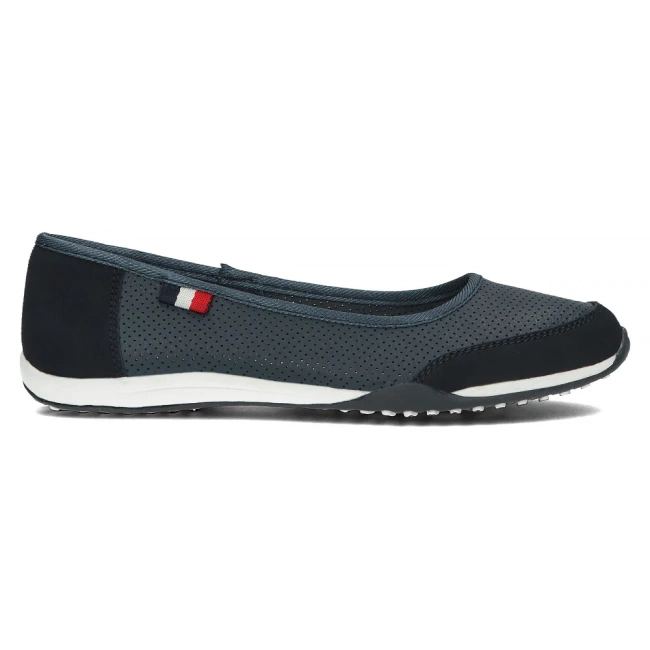 Skórzane baleriny Filippo DP142/24 NV granatowe