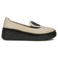 Skórzane półbuty na platformie Filippo DP6801/25 BE beżowe