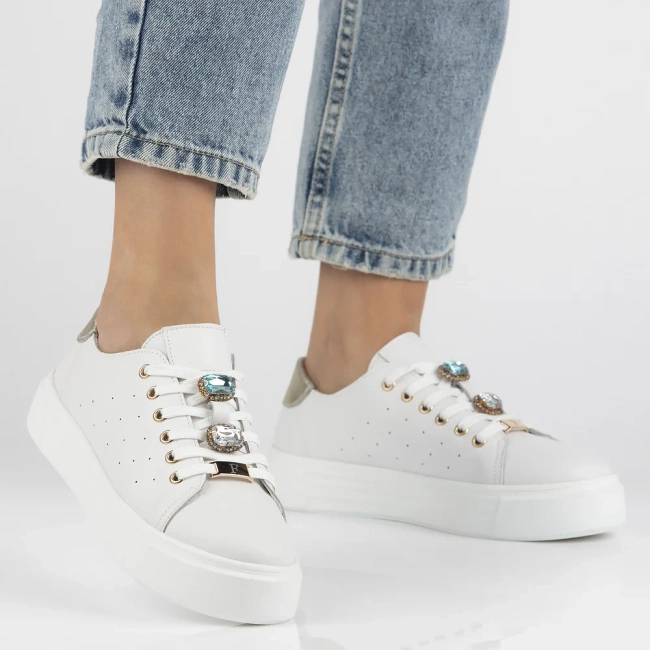 Skórzane sneakersy Filippo DP6854/25 WH białe