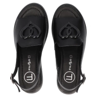 Skórzane sandały na platformie Filippo DS6069/25 BK czarne