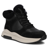 Skórzane botki na platformie Filippo DBT7240/25 BK czarne