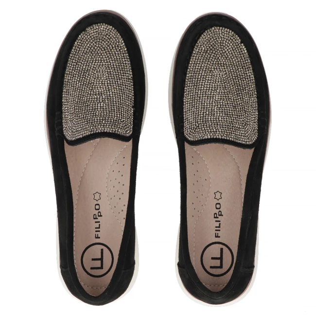 Skórzane mokasyny Filippo DP6759/25 BK czarne