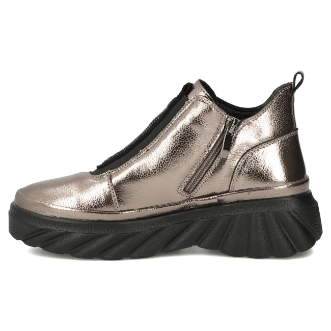 Skórzane botki na platformie Filippo DBT7426/25 GN gun metal