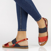 Leather sandals Filippo DS3601/22 RD NV red and navy