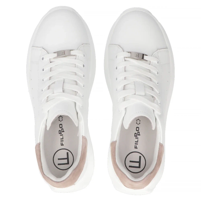 Skórzane sneakersy Filippo DP6739/25 WH BE białe