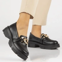 Skórzane półbuty na platformie Filippo DP3221/24 BK czarne