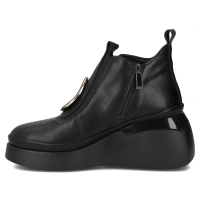 Skórzane botki na koturnie Filippo DBT7419/25 BK czarne