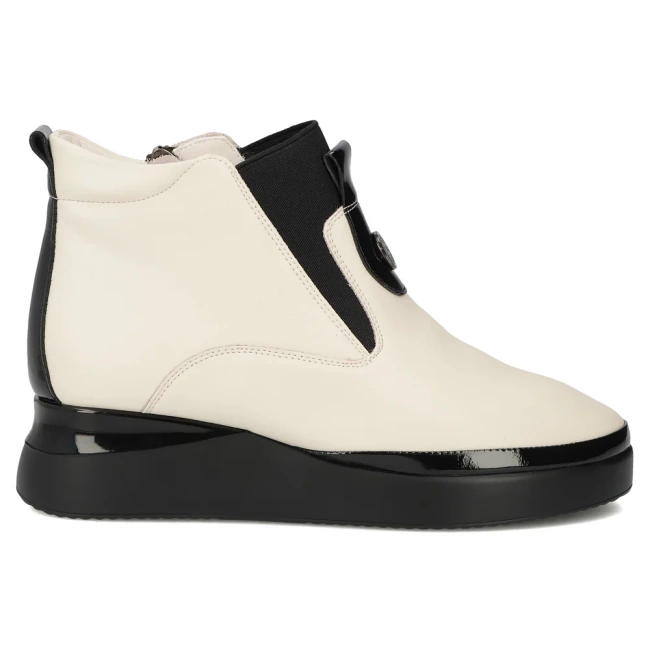 Skórzane botki na platformie Filippo DBT7392/25 BE beżowe