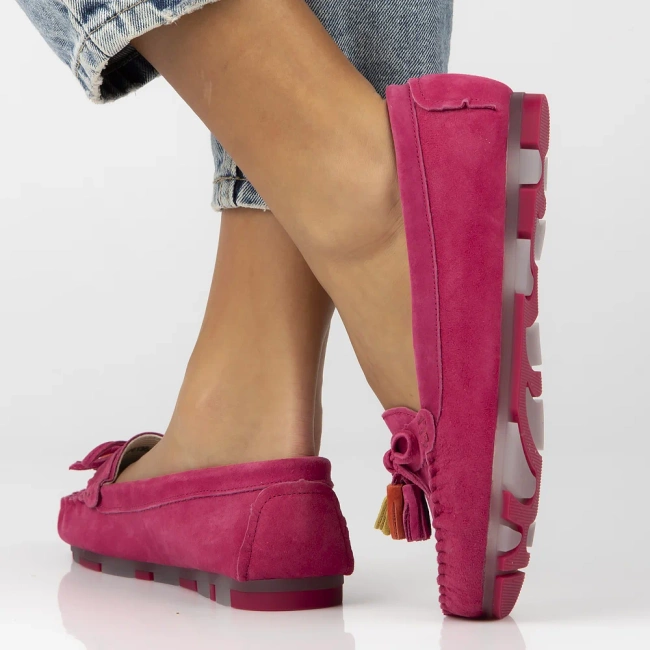 Skórzane mokasyny Filippo DP6136/25 FH fuksja