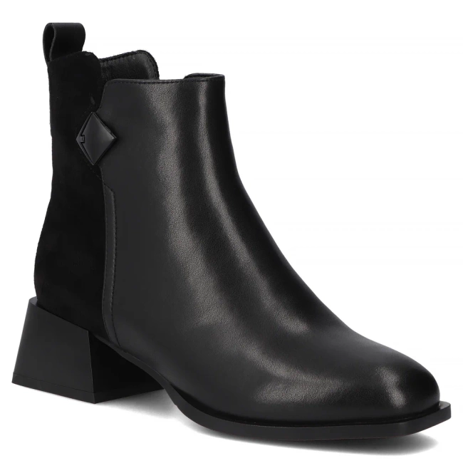 Skórzane botki na obcasie Filippo DBT7360/25 BK czarne