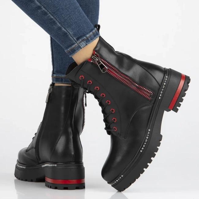 Skórzane botki typu workery Filippo DBT6601/25 BK czarne